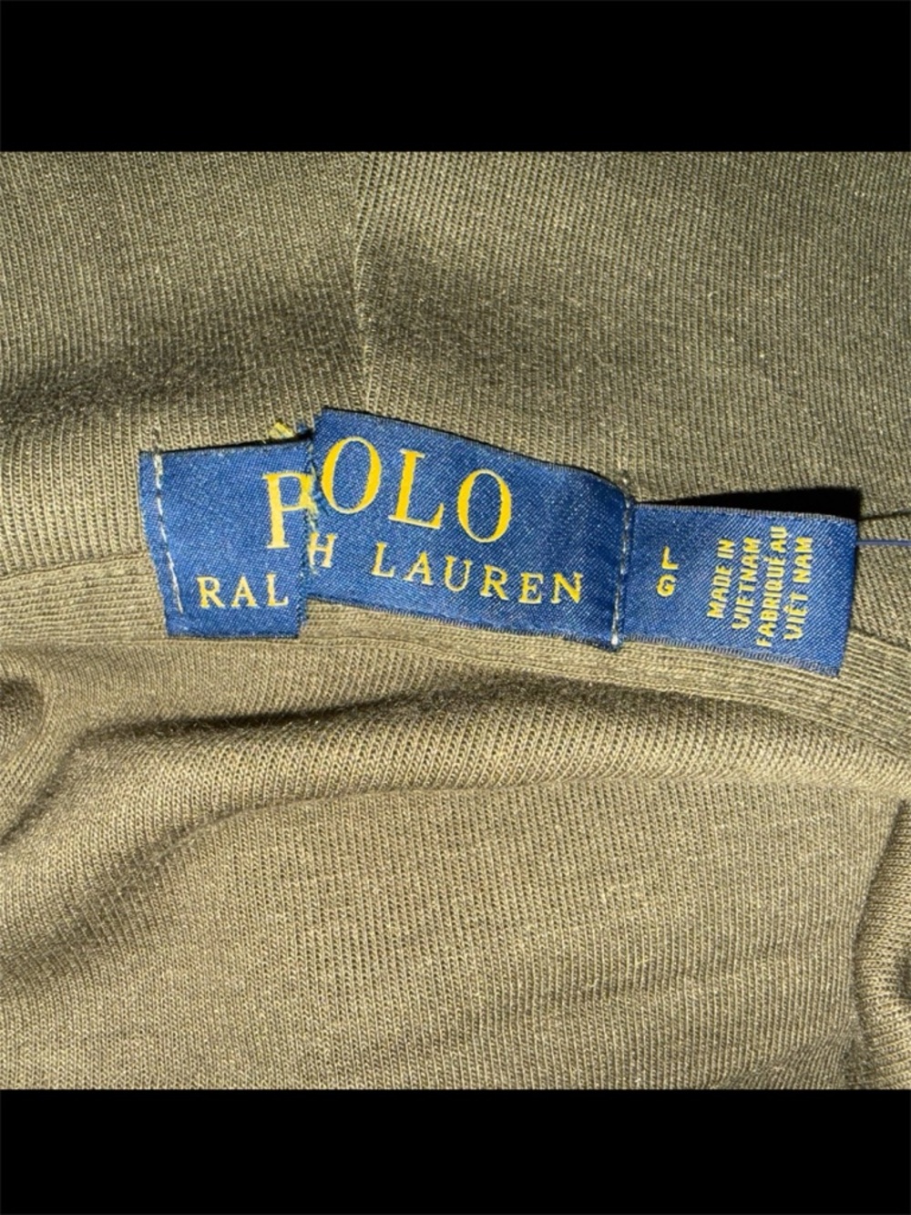 Polo Ralph Lauren Men's Large Double Knit Full Zip Hoodie Olive Green - Picture 6 of 6